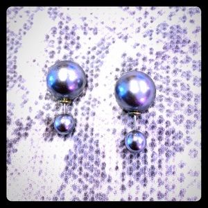 Double sided faux Tahitian pear earrings